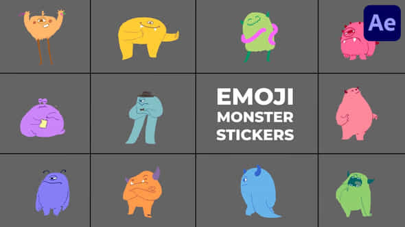 Emoji Monster Stickers For After Effects - VideoHive 57410498