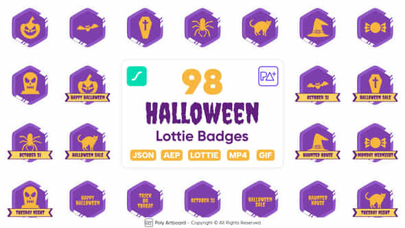 Halloween Lottie Badges - VideoHive 48462130