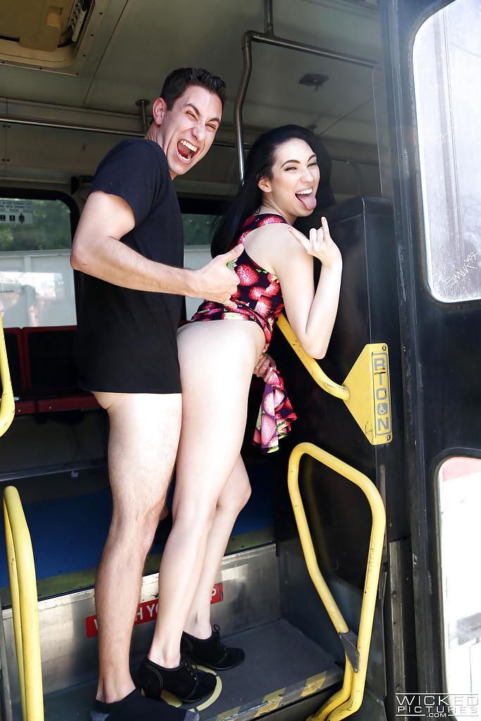 Teen pornstar Aria Alexander riding cock on public transit(2)