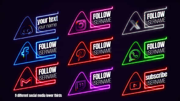 Neon Social Media Lower Thirds - VideoHive 51987164