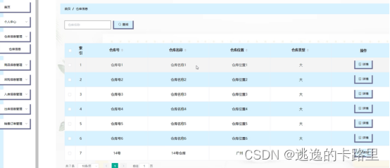 图4-15仓库信息管理界面图