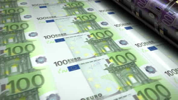 Euro money banknotes printing seamless - VideoHive 32379406