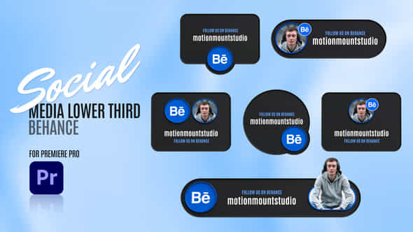 Social Media Lower Thirds Behance Premiere Pro - VideoHive 48886122