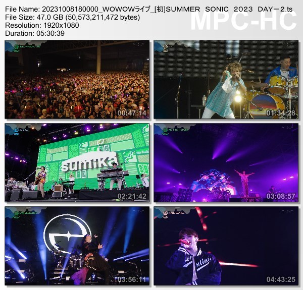[TV-Variety] SUMMER SONIC 2023 DAY-2 (WOWOW Live 2023.10.08)