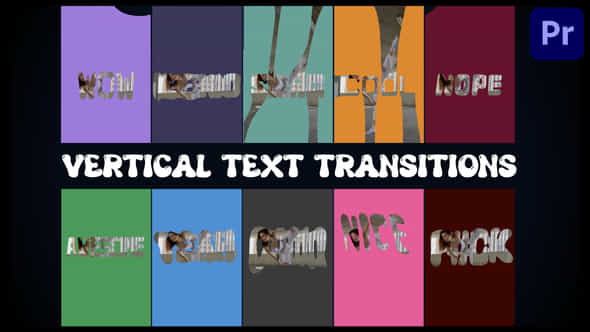 Vertical Text Transitions - VideoHive 48522375