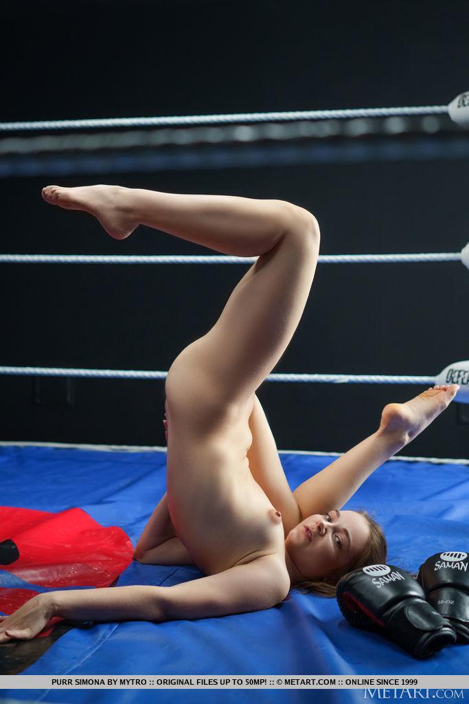 Sweet teen Purr Simona gets totally naked while in a boxing ring(13)