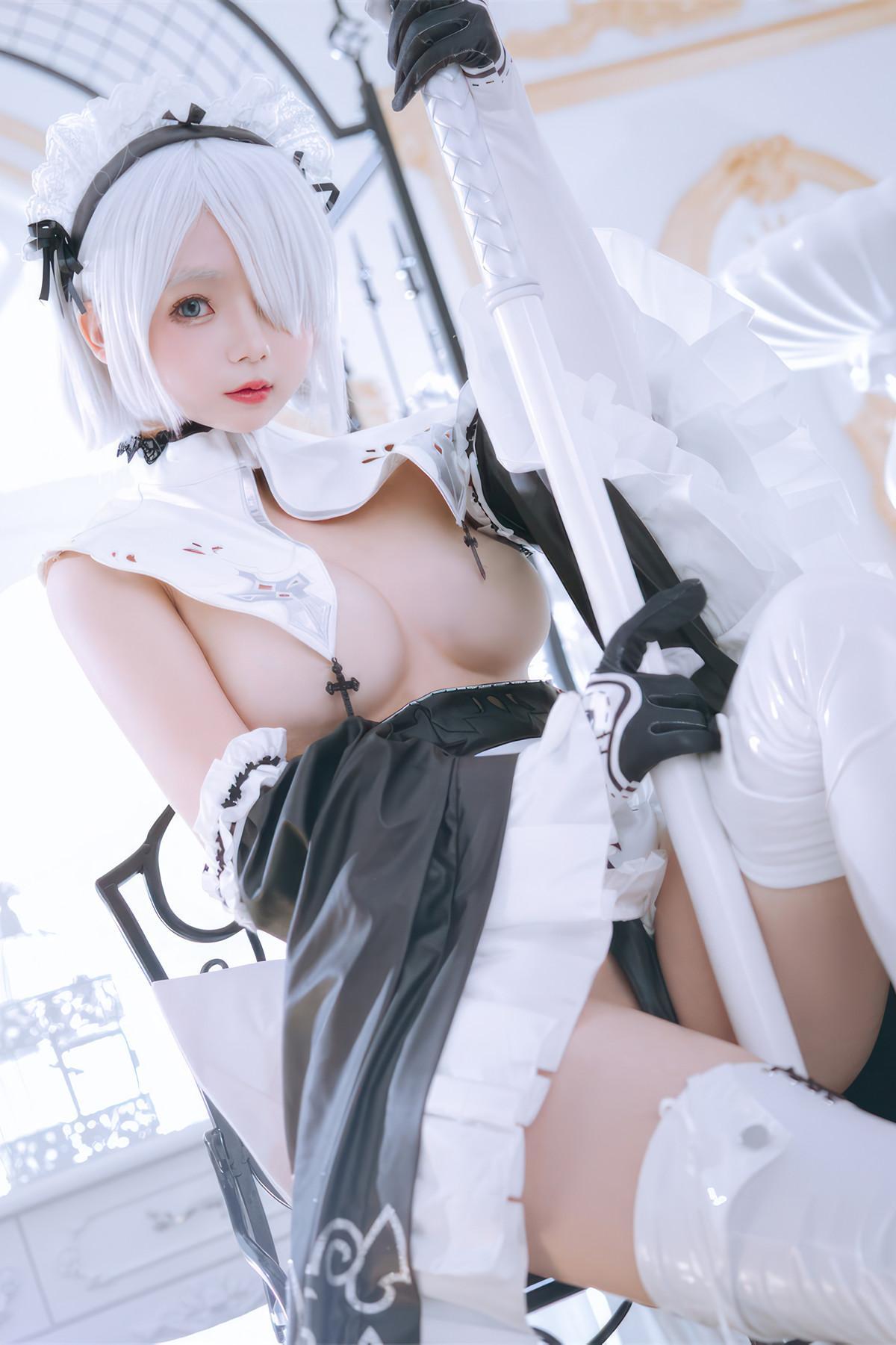 Cosplay Rinaijiao日奈娇 2B奶盖女仆 Set.01(26)