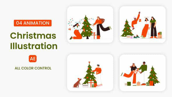 Merry Christmas New Year Illustration Scene - VideoHive 54970252