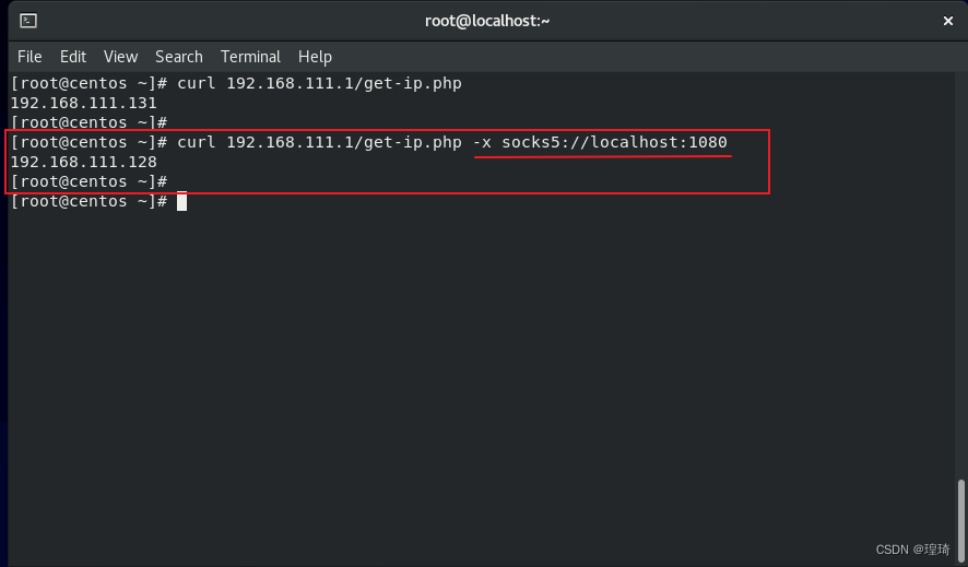 centos-socks-curl
