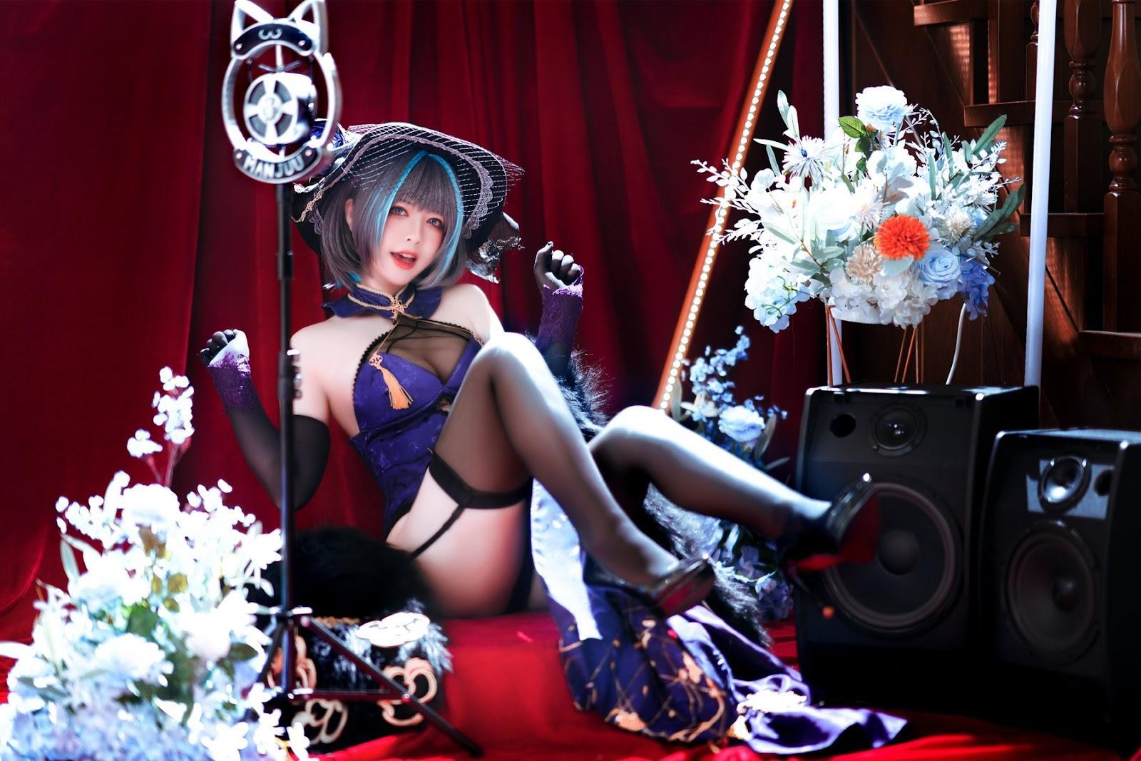 Cosplay 半半子 柴郡旗袍(28)