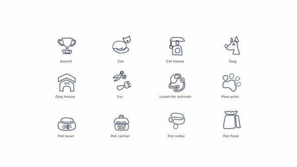 Pet Outline Icons - VideoHive 49818583