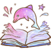 A dolphin emerging from the book, with the pages turned to waves.