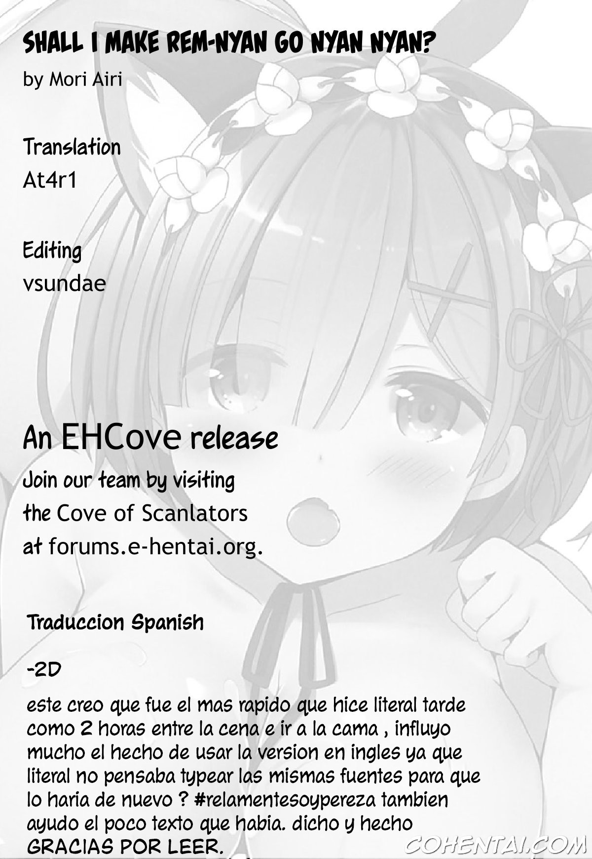 Rem-nyan to Nyannyan Suru? (Re:Zero kara Hajimeru Isekai Seikatsu) xxx comics manga porno doujin hentai español sexo 