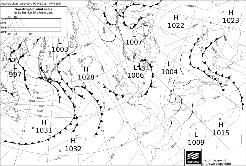 © Met Office Synoptic Chart 24/04/2024