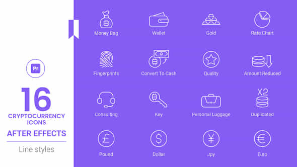 Cryptocurrency Icon Set - VideoHive 44759399