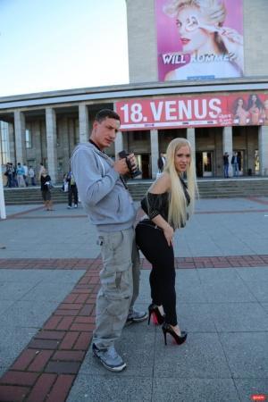 German pornstar Celina Davis poses seductively in her hot outfit in public