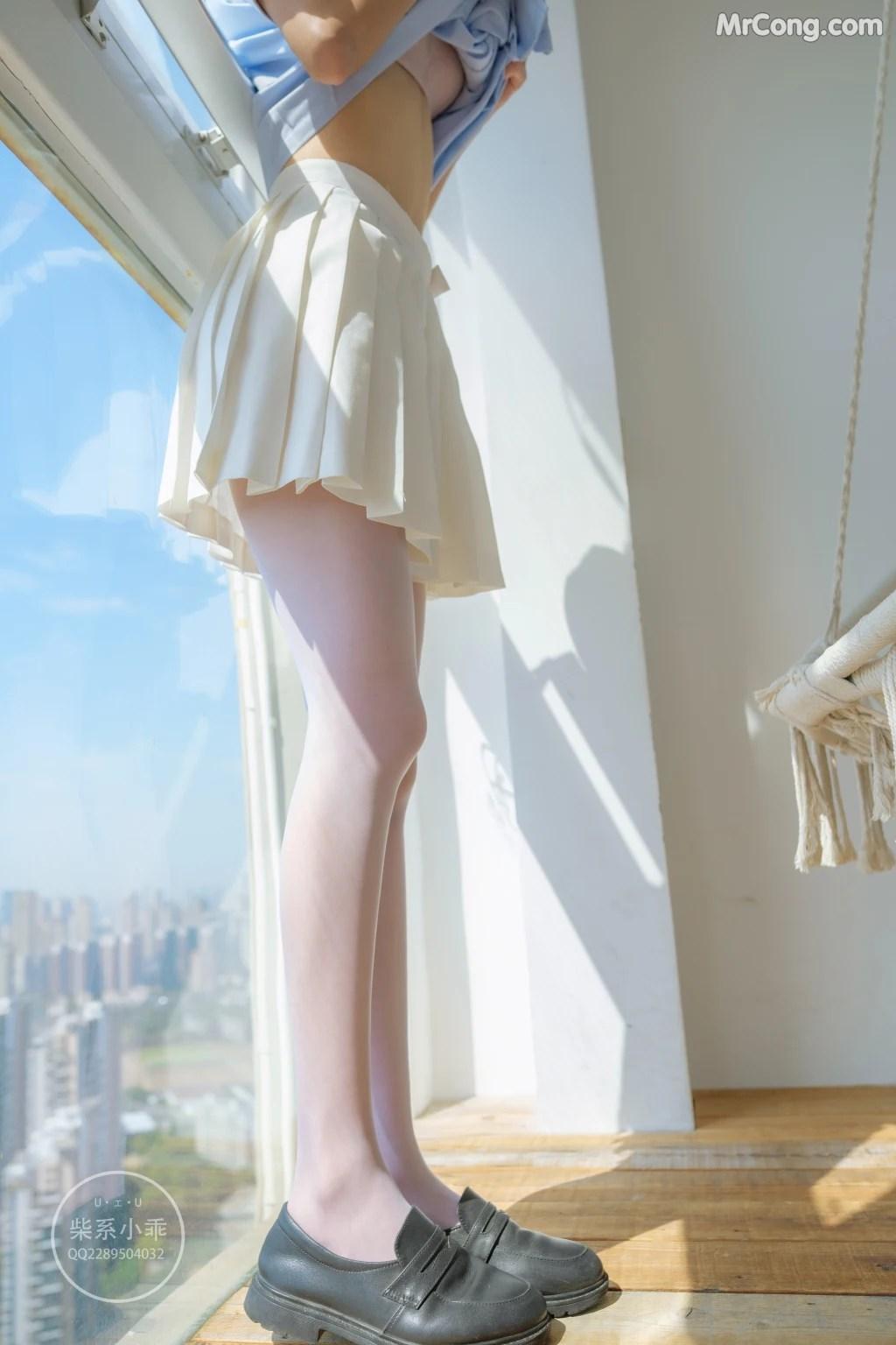 Coser@稚乖画册 Vol.001: 晴空01 白丝双马尾JK (79 photos)(79)