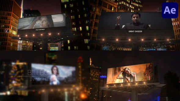 Billboard In Night - VideoHive 44390718