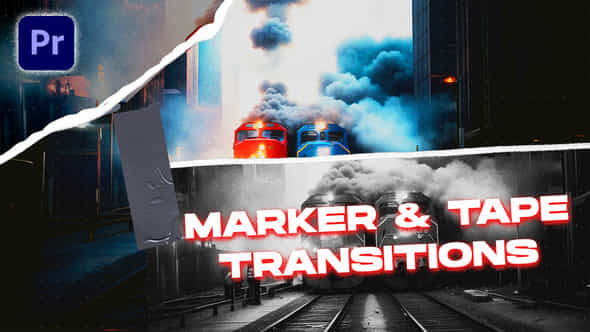 Marker Tape Transitions - VideoHive 48399731