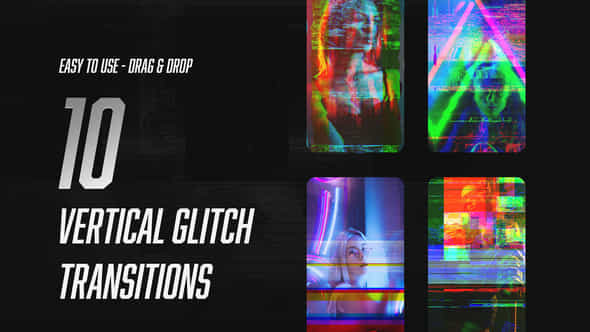 Vertical Glitch Transitions - VideoHive 59359626