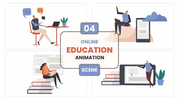 Online Education Character Animation Scene - VideoHive 53532411