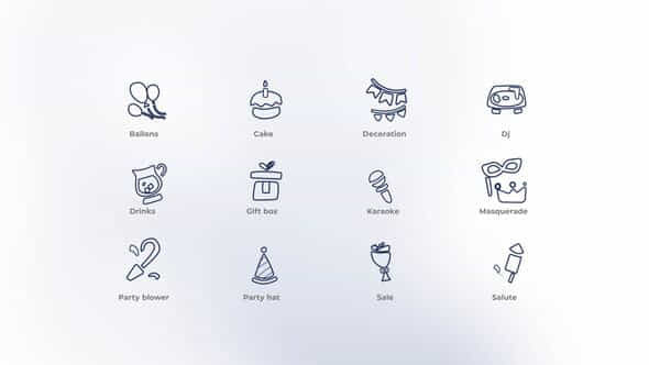 Party Outline Icons - VideoHive 49818412