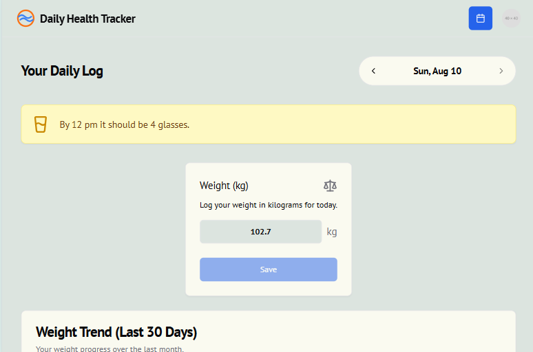 Daily Health Tracker - Desktop View 1