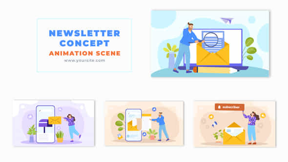 Email Marketing Newsletters Concept Vector Animation Scene - VideoHive 49457652