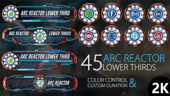 45 Arc Reactor Lower Thirds - VideoHive 16086234