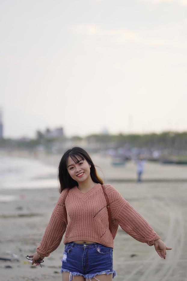 Stunning Asian babe poses in her jean shorts & sweater in public(21)