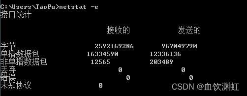 图6 使用netstat -e显示效果图