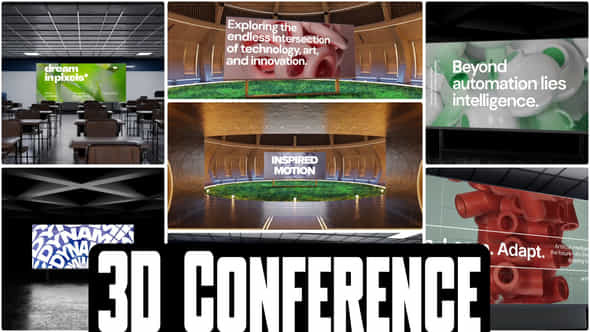 Futuristic 3D Conference Stage Display Mockups - VideoHive 57770216