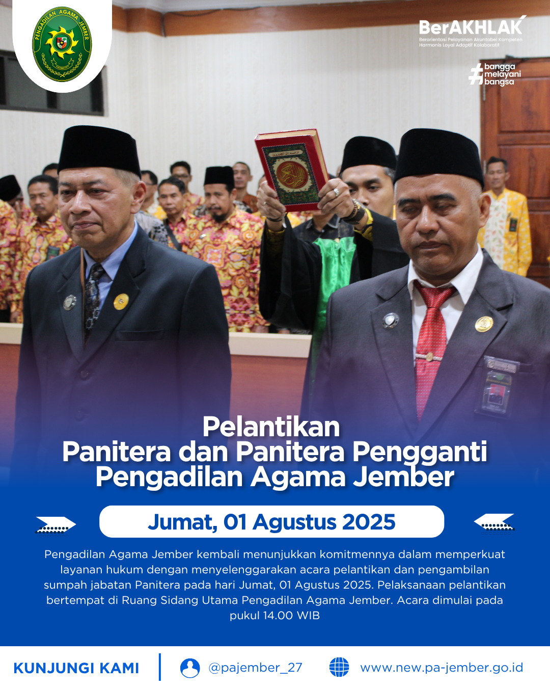 Pelantikan Panitera dan Panitera Pengganti Pengadilan Agama Jember
