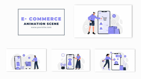 Online Shopping Concept Cartoon Animation Scene - VideoHive 54320490