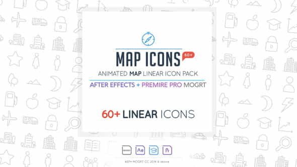 Map Linear Icon Pack - VideoHive 23428612
