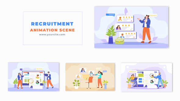 Flat 2D Vector Hr Recruitment Resume Animation Scene - VideoHive 49456867