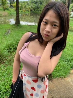 Petite Asian amateur Pangpang exposes her round ass and takes a dick in POV