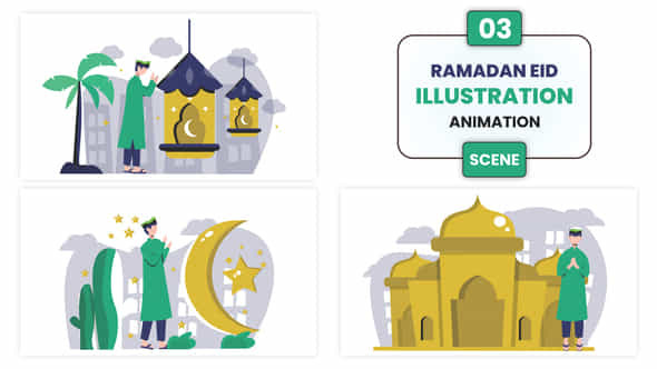 Ramadan Eid Illustration Animation Scene - VideoHive 53499245