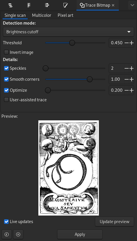 inkscape: trace bitmap