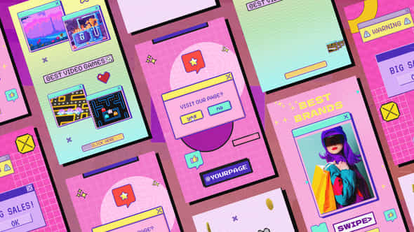 Arcade 8Bit Game Windows Interface Instagram Stories - VideoHive 50940930
