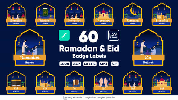 Ramadan Eid Lottie Badge Labels - VideoHive 51082065