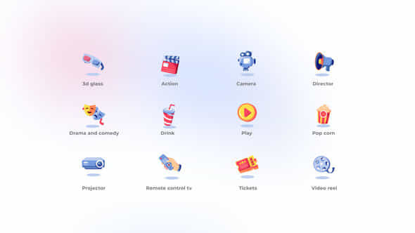 Cinema Flat Icons - VideoHive 48918859