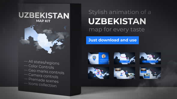 Uzbekistan Map - - VideoHive 39886366
