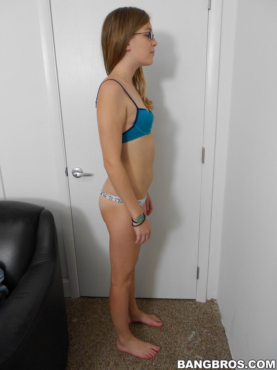 Sexy teen Amber showing her tiny tits & her big ass on her first casting day(10)