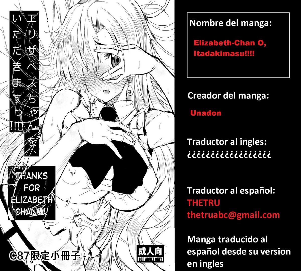 Elizabeth-chan o, Itadakimasu!!!! (Nanatsu no Taizai) xxx comics manga porno doujin hentai español sexo 