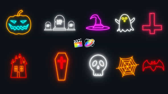 Halloween Neon Icons - VideoHive 34496729