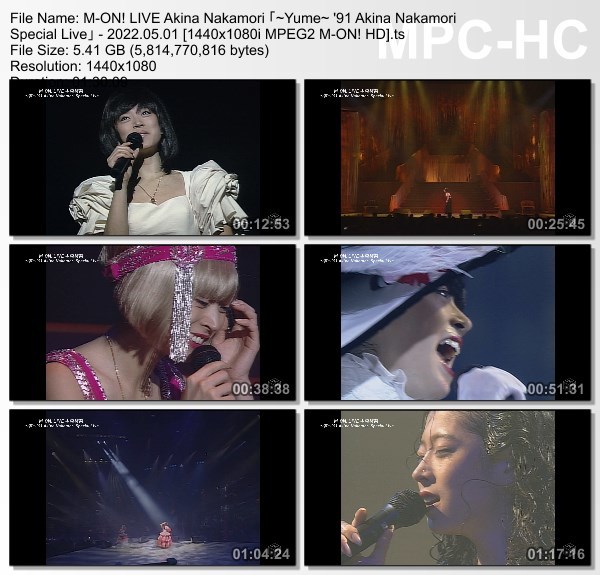 [TV-Variety] 中森明菜 「～夢～ ’91 Akina Nakamori Special Live」(M-ON! 2022.05.01)