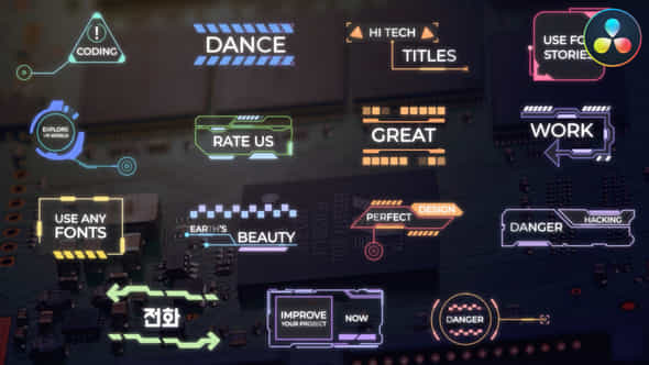 Hi Tech Titles For Davinci Resolve - VideoHive 51707729