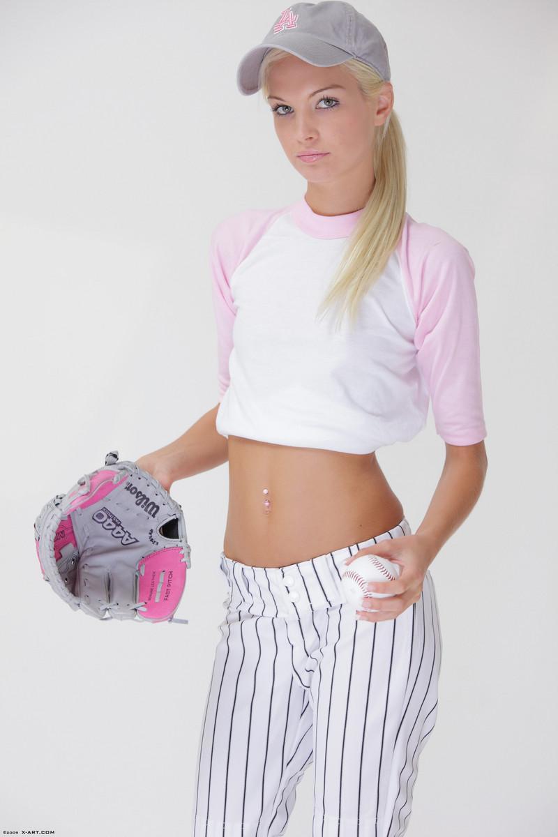 Baseball cutie Francesca loses her uniform to expose her skinny teen body(6)