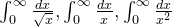 \int_0^{\infty} \frac{dx}{\sqrt{x}} , \int_0^{\infty} \frac{dx}{x},\int_0^{\infty} \frac{dx}{x^2}